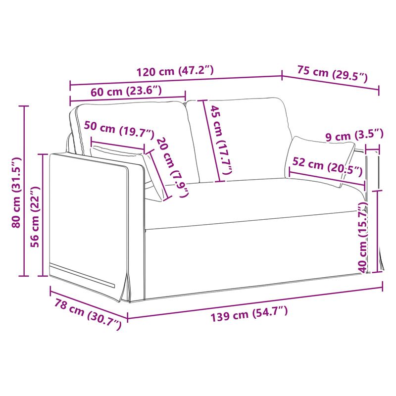 Casa si Gradina - Mobilier - Canapele si coltare - Canapele - Canapea 120cm 2 pcs Gri deschis Metal - Infinity.ro