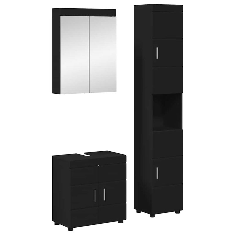 Casa si Gradina - Mobilier - Mobilier baie - Corpuri baie - Set de mobilier pentru baie cu raft TULUM Negru Lemn compozit - Infinity.ro