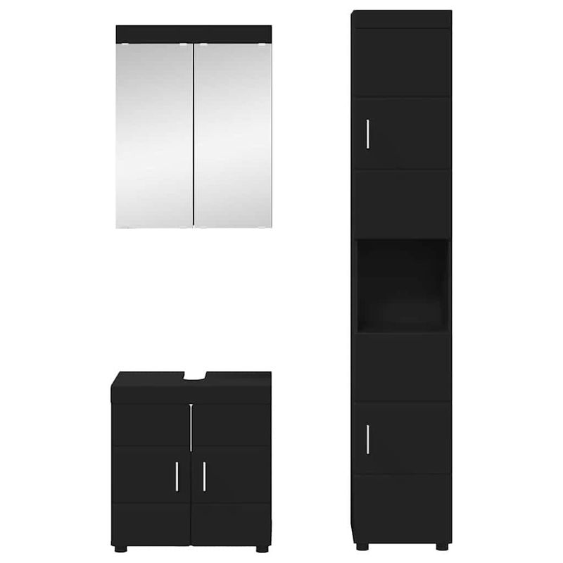 Casa si Gradina - Mobilier - Mobilier baie - Corpuri baie - Set de mobilier pentru baie cu raft TULUM Negru Lemn compozit - Infinity.ro