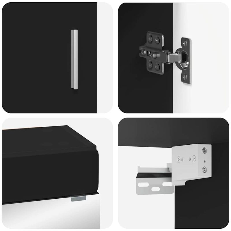 Casa si Gradina - Mobilier - Mobilier baie - Corpuri baie - Set de mobilier pentru baie cu raft TULUM Negru Lemn compozit - Infinity.ro