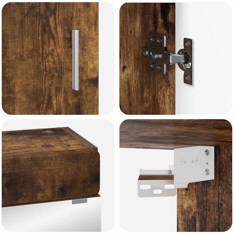 Casa si Gradina - Mobilier - Mobilier baie - Corpuri baie - Set de mobilier pentru baie TULUM Stejar fumuriu Lemn compozit - Infinity.ro