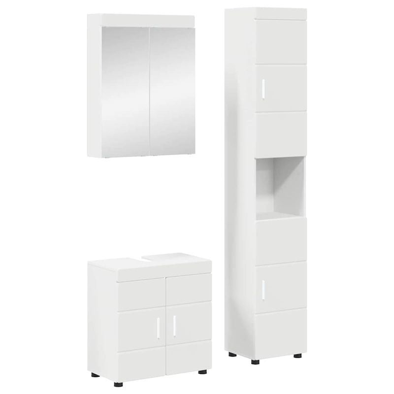 Casa si Gradina - Mobilier - Mobilier baie - Corpuri baie - Set de mobilier pentru baie cu raft TULUM Alb Lemn compozit - Infinity.ro