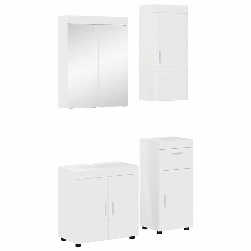 Casa si Gradina - Mobilier - Mobilier baie - Corpuri baie - Set de mobilier pentru baie TULUM Alb lucios Lemn compozit - Infinity.ro