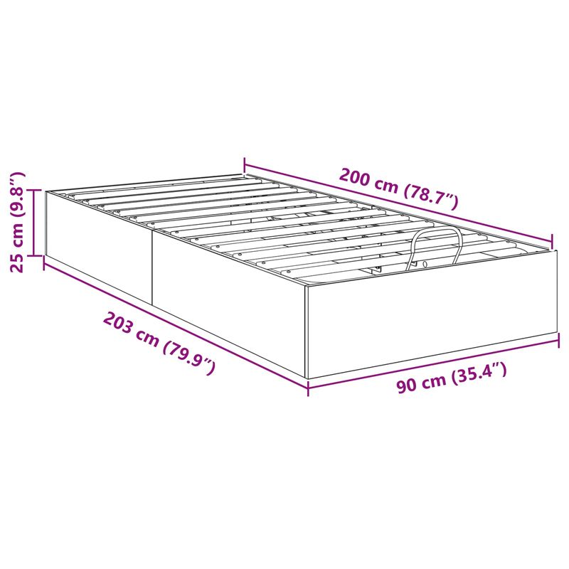 Casa si Gradina - Mobilier - Paturi si accesorii - Paturi - Cadru de pat otoman Stejar Artizanal 193 x 120 x 25 cm - Infinity.ro