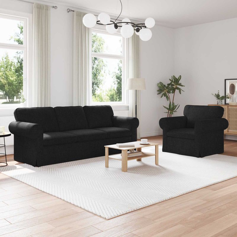 Casa si Gradina - Mobilier - Canapele si coltare - Canapele - Canapea 180cm 2 pcs Negru Metal - Infinity.ro