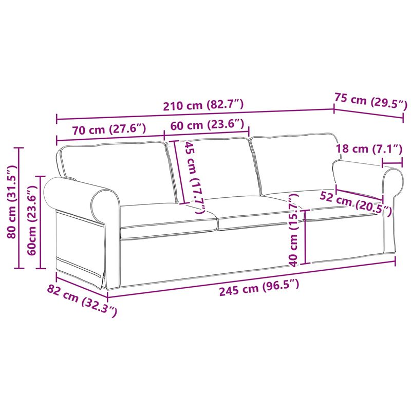 Casa si Gradina - Mobilier - Canapele si coltare - Canapele - Canapea 210cm 2 pcs Gri deschis Metal - Infinity.ro