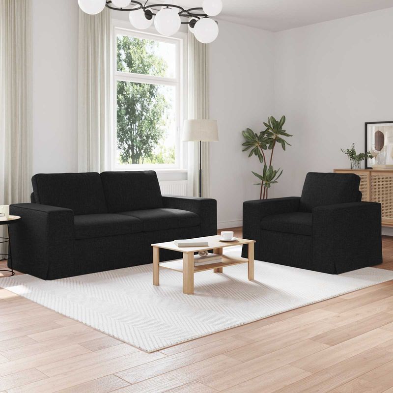 Casa si Gradina - Mobilier - Canapele si coltare - Canapele - Canapea 140cm 2 pcs Negru Metal - Infinity.ro
