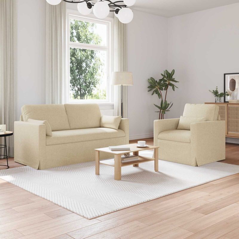 Casa si Gradina - Mobilier - Canapele si coltare - Canapele - Canapea 140cm 2 pcs Crem Metal - Infinity.ro