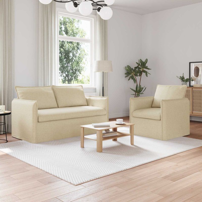 Casa si Gradina - Mobilier - Canapele si coltare - Canapele - Canapea 140cm 2 pcs Crem Metal - Infinity.ro