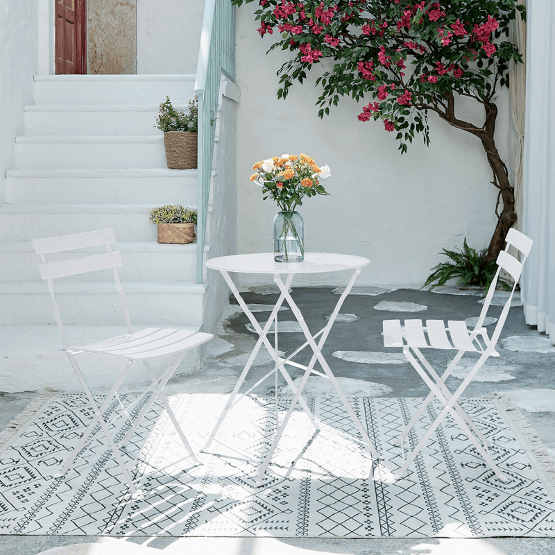 Casa si Gradina - Gradina si terasa - Mobilier exterior - Seturi mobila gradina - Set gradina 1+2, alb, otel, OBAX - Infinity.ro