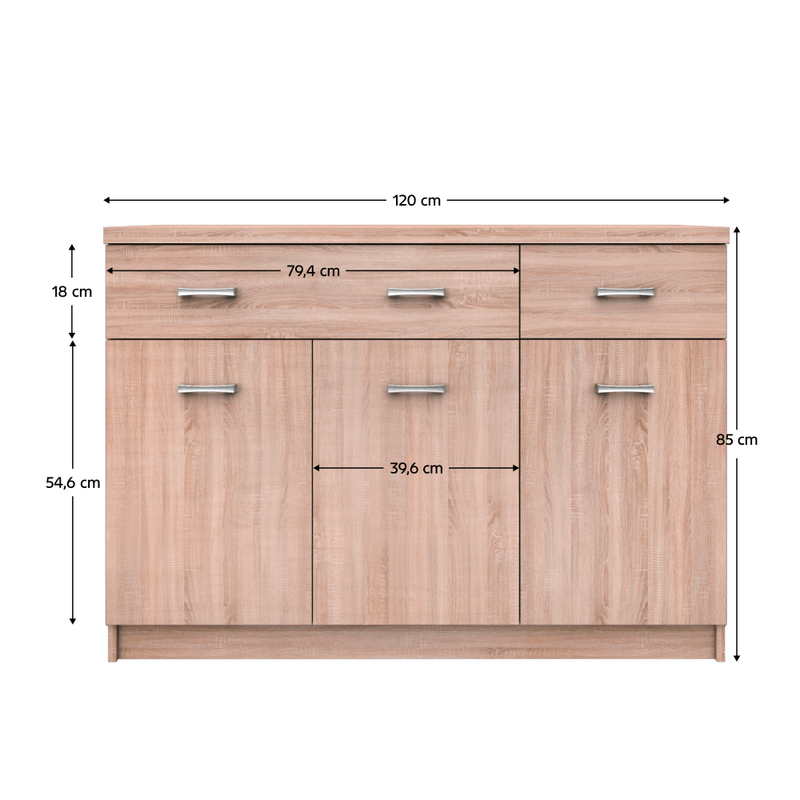 Casa si Gradina - Mobilier - Dulapuri si sifoniere - Dulapuri - Comoda 3D2S, stejar Sonoma, TOPTY TIP 23 - Infinity.ro