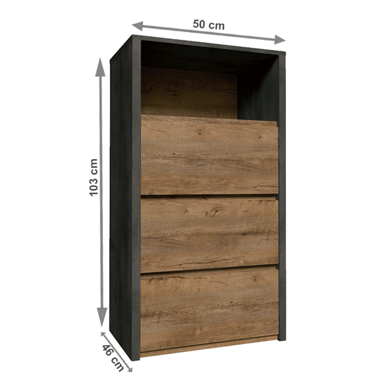 Casa si Gradina - Mobilier - Comode si corpuri - Comode - Comoda, gri/stejar lefkas inchis, MONTANA KS3 - Infinity.ro