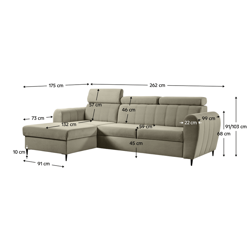 Casa si Gradina - Mobilier - Canapele si coltare - Canapele - Canapea extensibila, bej, stanga, KORIO - Infinity.ro