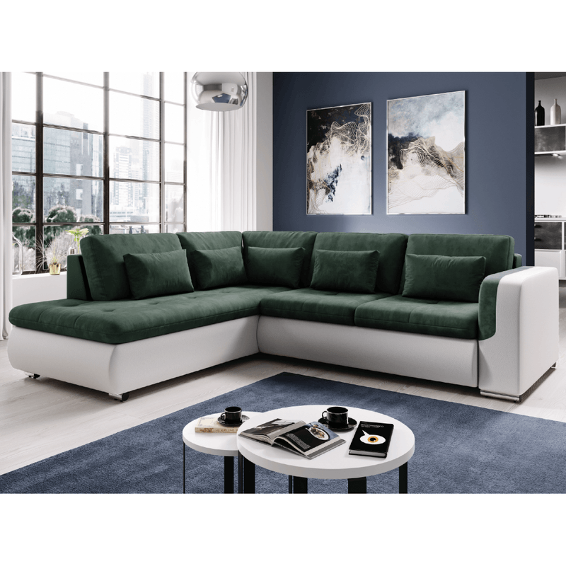 Casa si Gradina - Mobilier - Canapele si coltare - Canapele - Canapea extensibila, alb/verde, stanga, FURUD L ROH - Infinity.ro