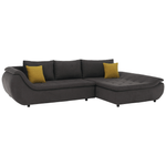 Casa si Gradina - Mobilier - Canapele si coltare - Canapele - Set canapea, gri-maro /galben, material textil, dreapta, BRATO - Infinity.ro