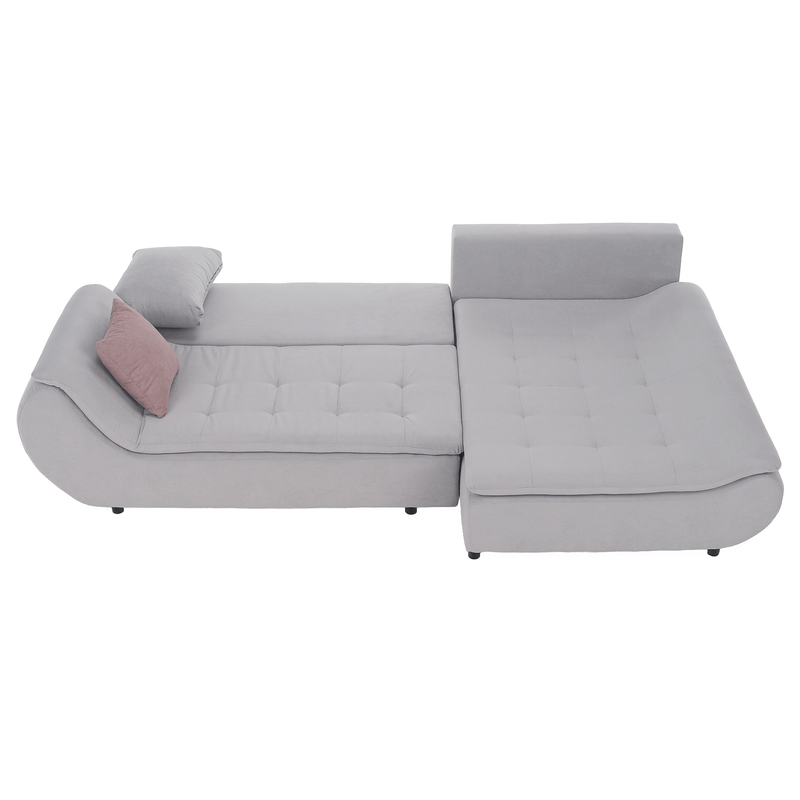 Casa si Gradina - Mobilier - Canapele si coltare - Canapele - Set canapea, gri deschis / roz pudra, material textil, dreapta, BRATO - Infinity.ro