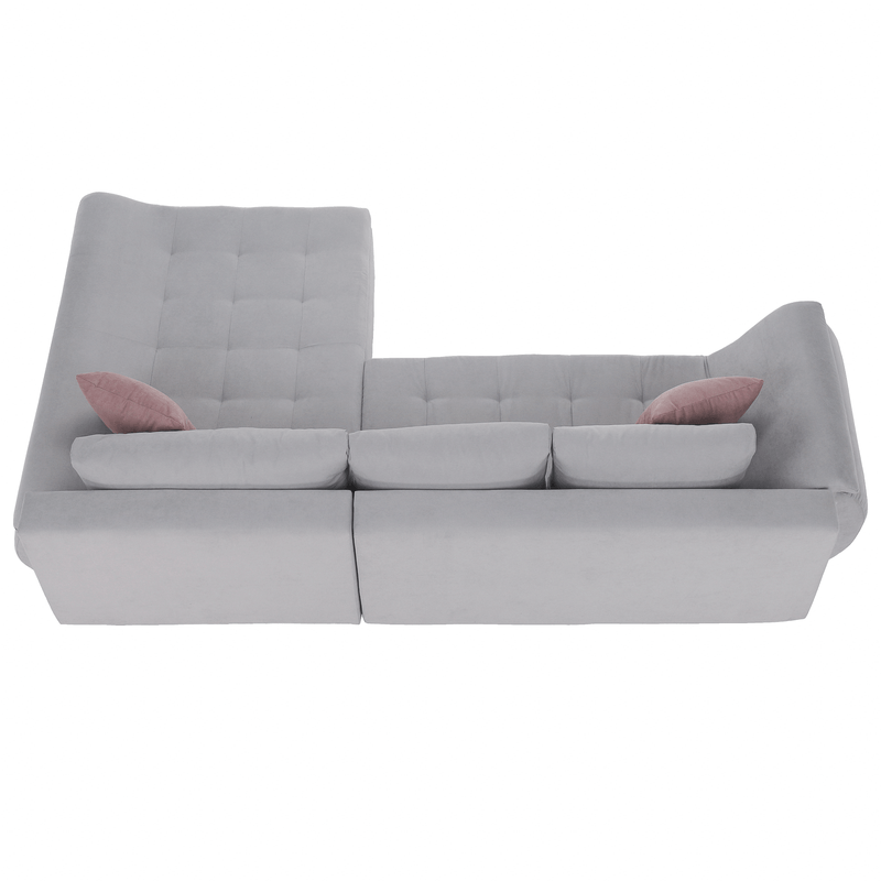 Casa si Gradina - Mobilier - Canapele si coltare - Canapele - Set canapea, gri deschis / roz pudra, material textil, dreapta, BRATO - Infinity.ro