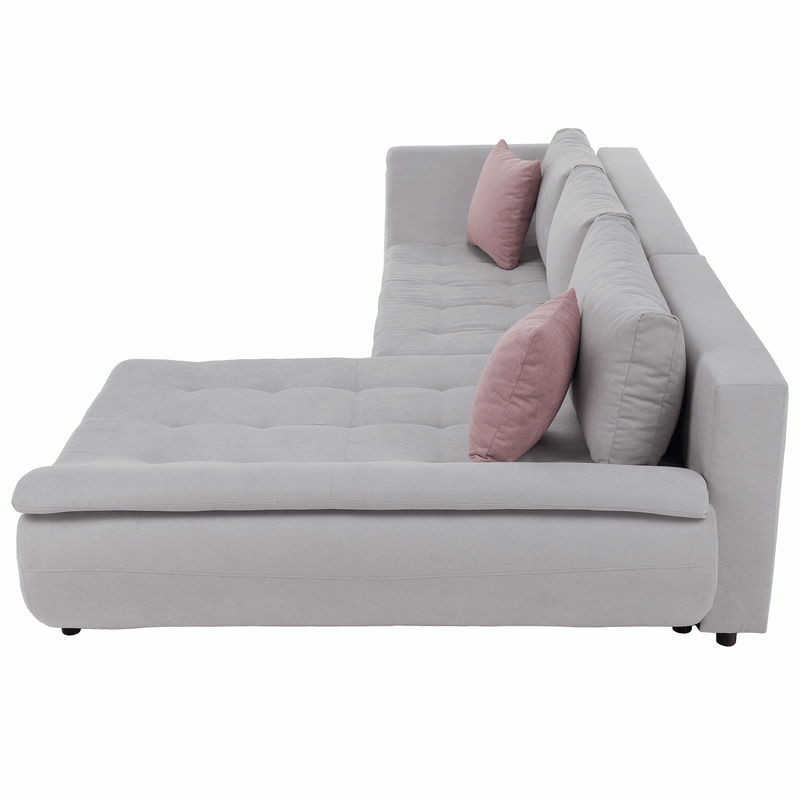 Casa si Gradina - Mobilier - Canapele si coltare - Canapele - Set canapea, gri deschis / roz pudra, material textil, dreapta, BRATO - Infinity.ro