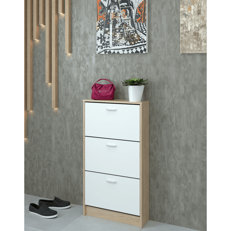 Casa si Gradina - Mobilier - Dulapuri si sifoniere - Dulapuri - Dulap pantofi, 3 rafturi, stejar sonoma/ alb, MOBI 13 - Infinity.ro