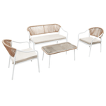 Casa si Gradina - Gradina si terasa - Mobilier exterior - Seturi mobila gradina - Set de mobilier de gradina din ratan, 4 piese, alb/bej, PALNY - Infinity.ro