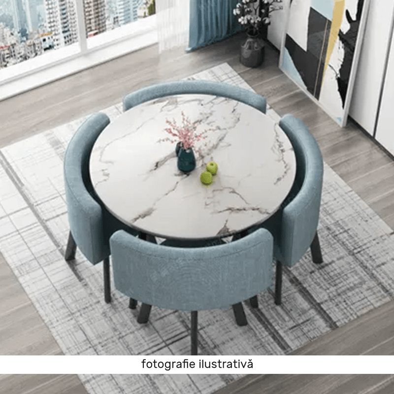 Casa si Gradina - Mobilier - Seturi de mobilier - Seturi bucatarie - Set de mobilier dining 1+4, alb/negru, BEVAN NEW - Infinity.ro