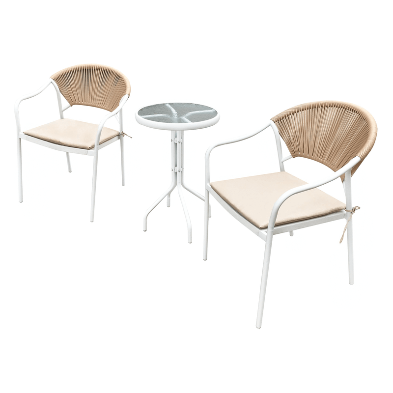 Casa si Gradina - Gradina si terasa - Mobilier exterior - Seturi mobila gradina - Setul de ratan pentru gradina cu 3 piese, alb/bej, ELIOR - Infinity.ro