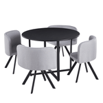 Casa si Gradina - Mobilier - Seturi de mobilier - Seturi bucatarie - Set de mobilier dining 1+4, negru/gri deschis, BEVAN NEW - Infinity.ro