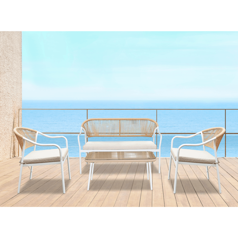 Casa si Gradina - Gradina si terasa - Mobilier exterior - Seturi mobila gradina - Set de mobilier de gradina din ratan, 4 piese, alb/bej, PALNY - Infinity.ro