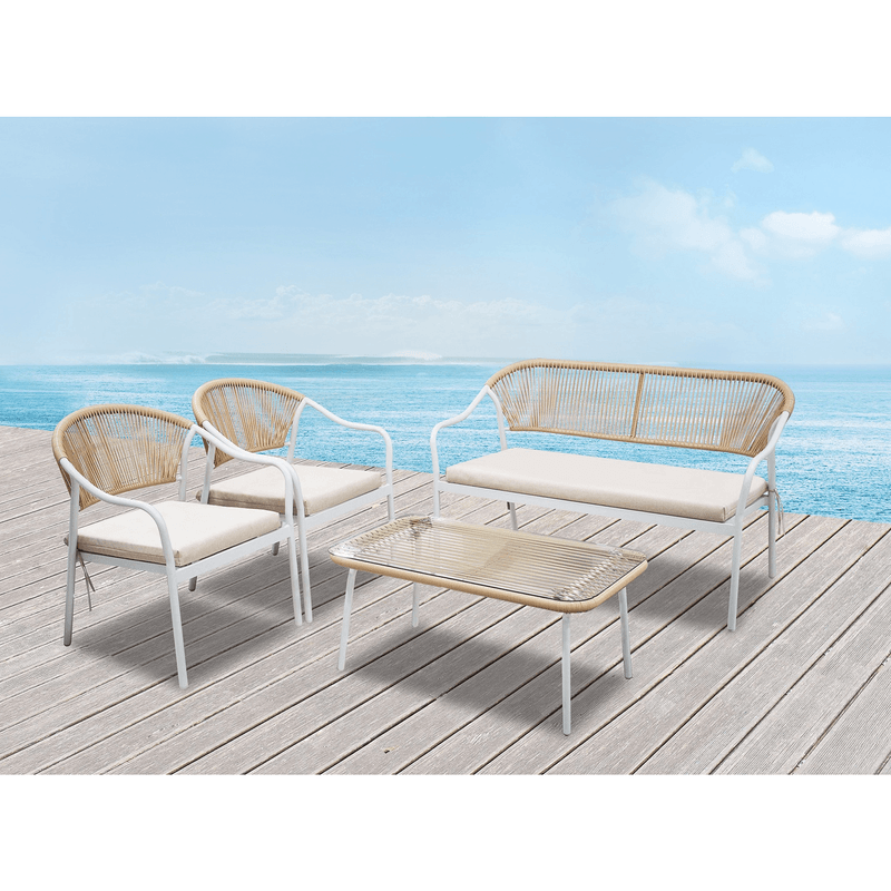 Casa si Gradina - Gradina si terasa - Mobilier exterior - Seturi mobila gradina - Set de mobilier de gradina din ratan, 4 piese, alb/bej, PALNY - Infinity.ro