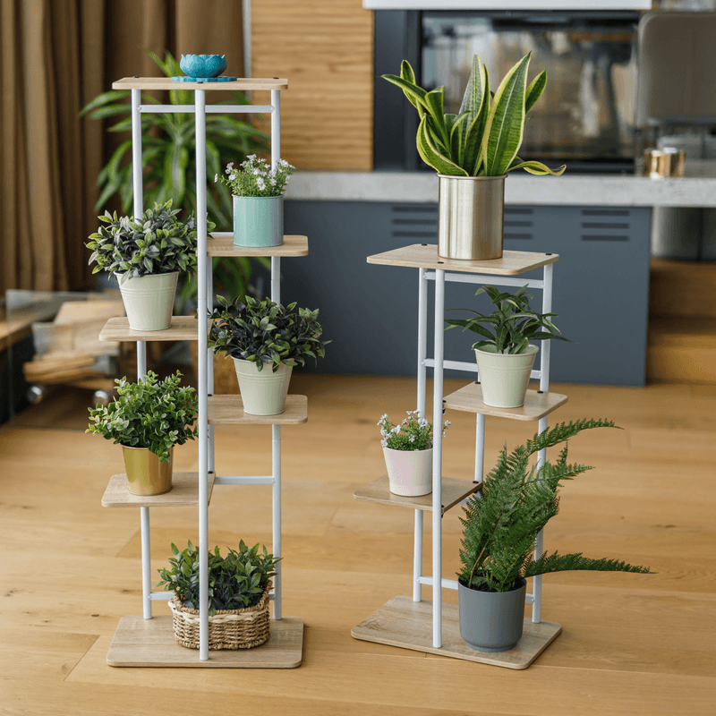 Casa si Gradina - Gradinarit si plante - Plante si ghivece - Ghivece si suporturi - Suport de flori, alb/sonoma stejar, LEDOR TIP 1 - Infinity.ro