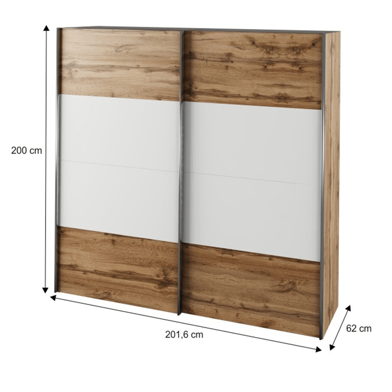 Casa si Gradina - Mobilier - Seturi de mobilier - Seturi dormitor - Set dormitor (pat 180x200 cm), stejar wotan/ alb, GABRIELA NEW - Infinity.ro