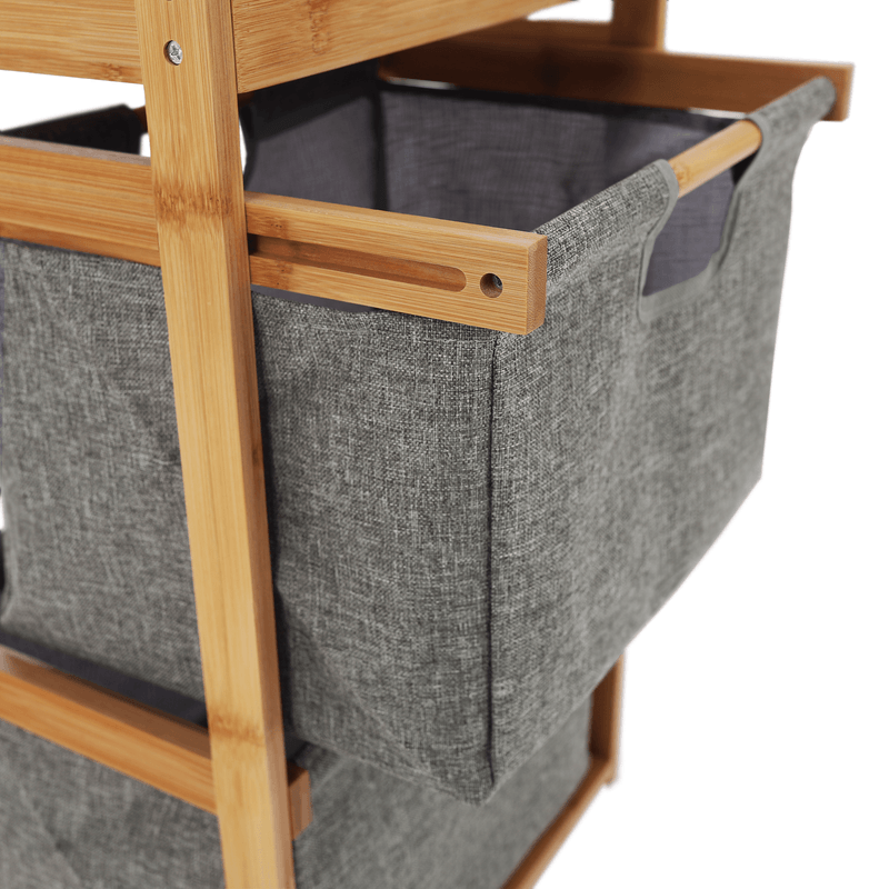 Casa si Gradina - Mobilier - Biblioteci si rafturi - Rafturi - Raft, lacuit bambus/ tesatura gri, KELANA - Infinity.ro