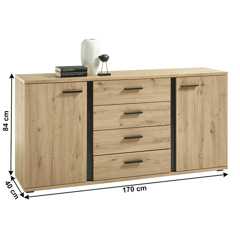 Casa si Gradina - Mobilier - Comode si corpuri - Comode - Comoda, stejar artizan / negru, KANODE - Infinity.ro