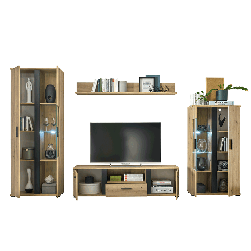 Casa si Gradina - Mobilier - Seturi de mobilier - Seturi living - Perete living, stejar artizan / negru, KANODE - Infinity.ro