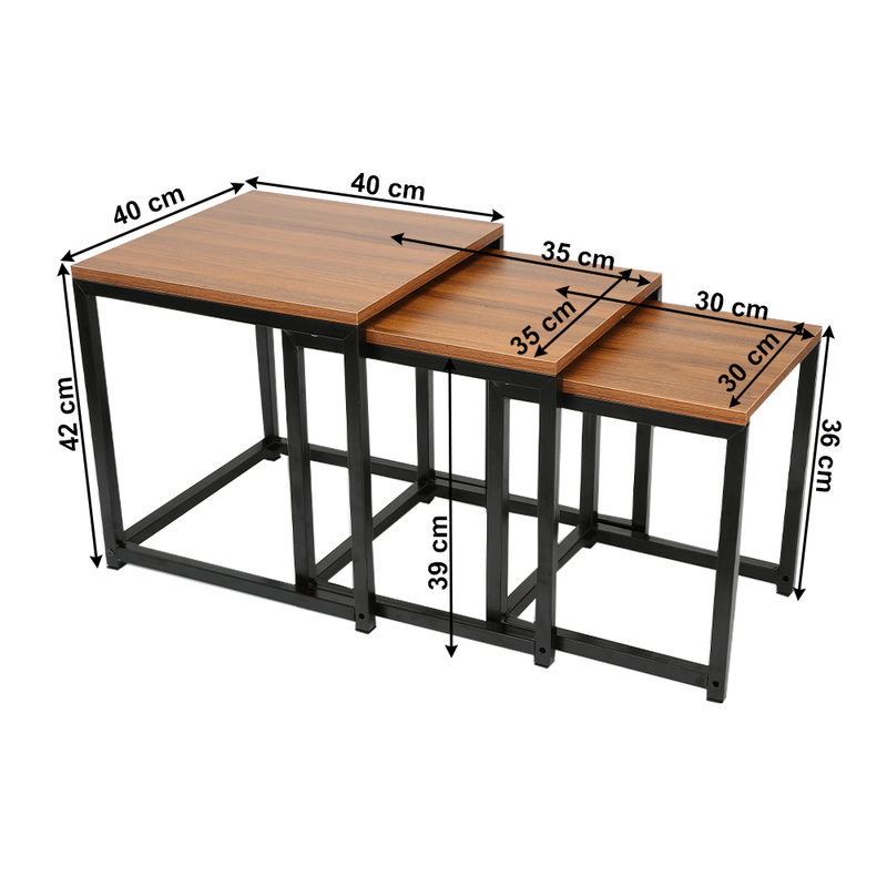 Casa si Gradina - Mobilier - Mese si birouri - Masute de cafea - Set 3 masute de cafea, nuc/negru, KASTLER NEW TYP 3 - Infinity.ro
