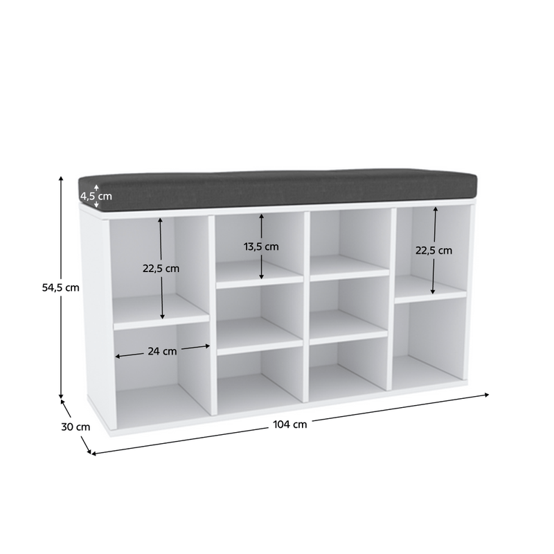 Casa si Gradina - Mobilier - Organizare si depozitare - Organizator incaltaminte - Suport pentru pantofi cu banca, alba, FADDY TIP M 1779 - Infinity.ro