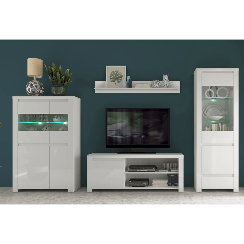 Casa si Gradina - Mobilier - Dulapuri si sifoniere - Dulapuri - Vitrina 2D2W, alb lucios, LINDY - Infinity.ro