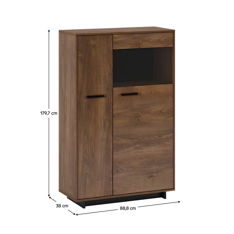 Casa si Gradina - Mobilier - Comode si corpuri - Comode - Comoda/ vitrina, stejar bolzano / negru, dreapta, DELIS C2 - Infinity.ro