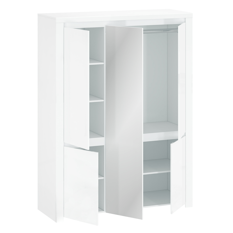 Casa si Gradina - Mobilier - Dulapuri si sifoniere - Dulapuri - Dulap 5D cu oglinda, alb lucios, LINDY - Infinity.ro