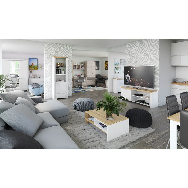 Casa si Gradina - Mobilier - Comode si corpuri - Comode - Comoda 2D1S, alb lucios, LINDY - Infinity.ro