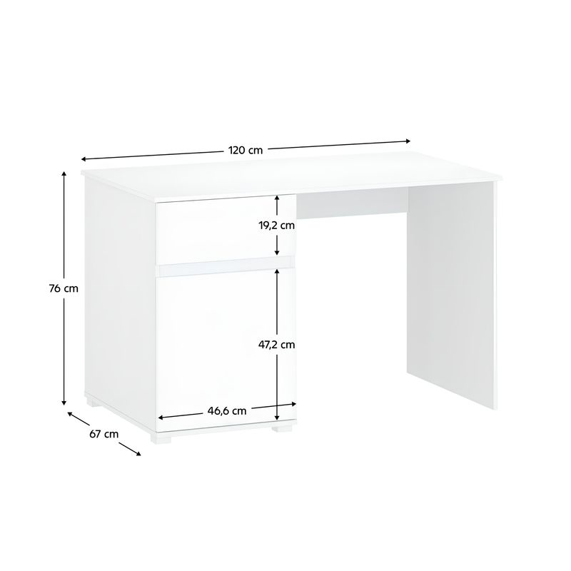 Casa si Gradina - Mobilier - Mese si birouri - Birouri - Birou PC 1D1S / 120, alb lucios, LINDY - Infinity.ro