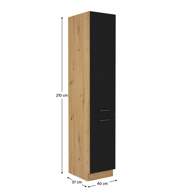 Casa si Gradina - Mobilier - Dulapuri si sifoniere - Dulapuri - Dulap pentru produse alimentare, negru mat / stejar artizan, MONRO 40 DK-210 2F - Infinity.ro
