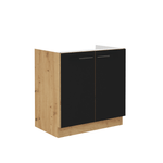 Casa si Gradina - Mobilier - Dulapuri si sifoniere - Dulapuri - Dulap pentru chiuveta inferior, negru mat / stejar artizan, MONRO 80ZL 2F BB - Infinity.ro