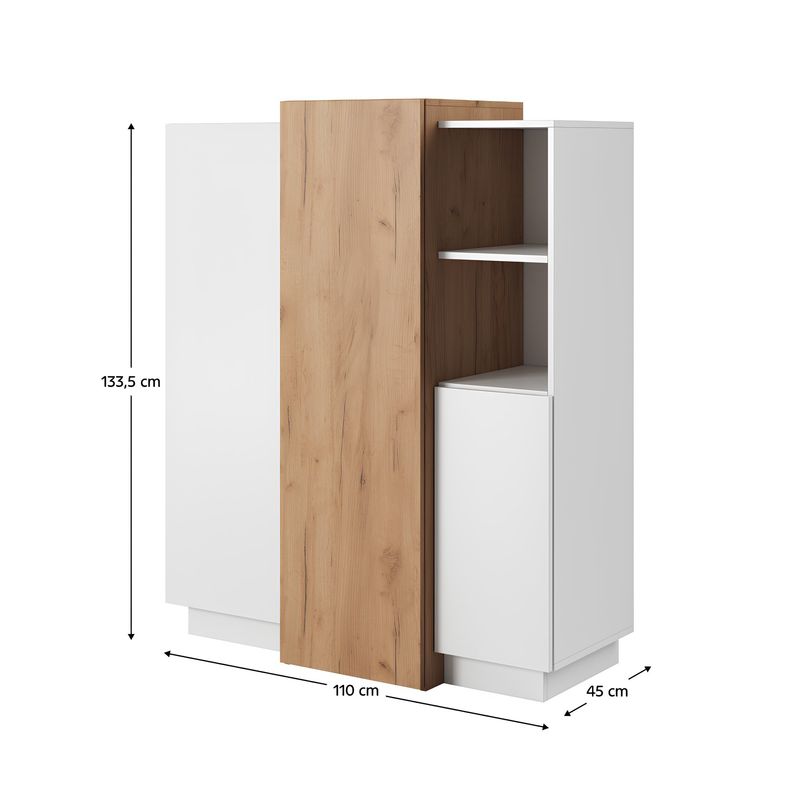 Casa si Gradina - Mobilier - Comode si corpuri - Comode - Comoda 3D, alb / stejar craft auriu, TRIO - Infinity.ro