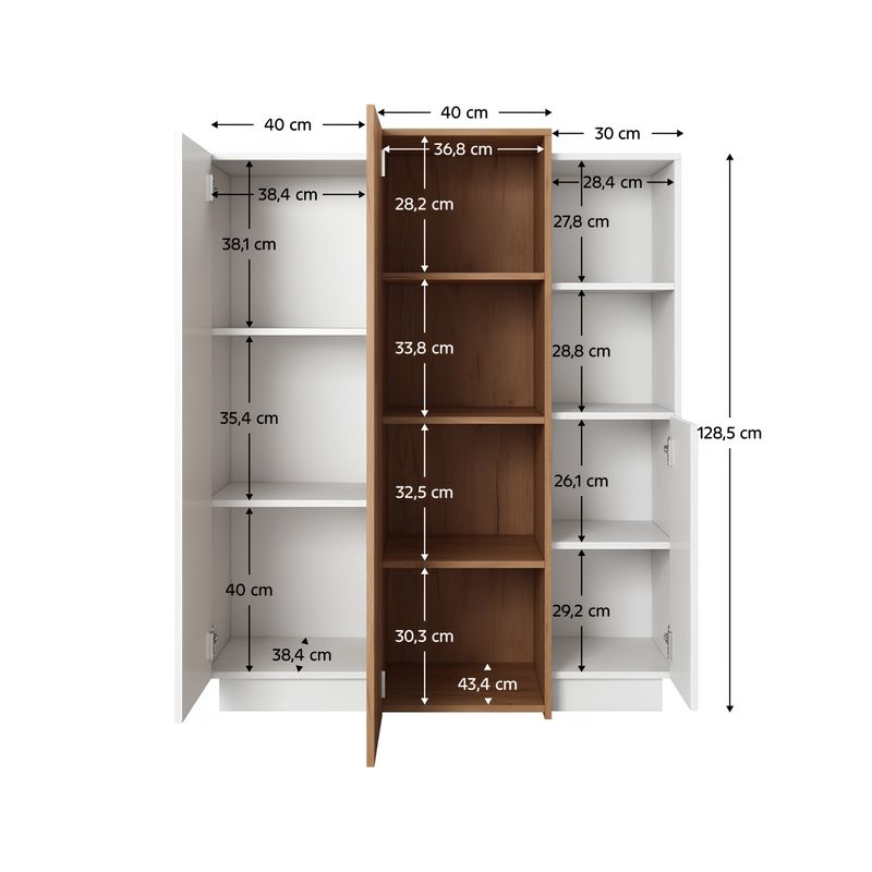 Casa si Gradina - Mobilier - Comode si corpuri - Comode - Comoda 3D, alb / stejar craft auriu, TRIO - Infinity.ro