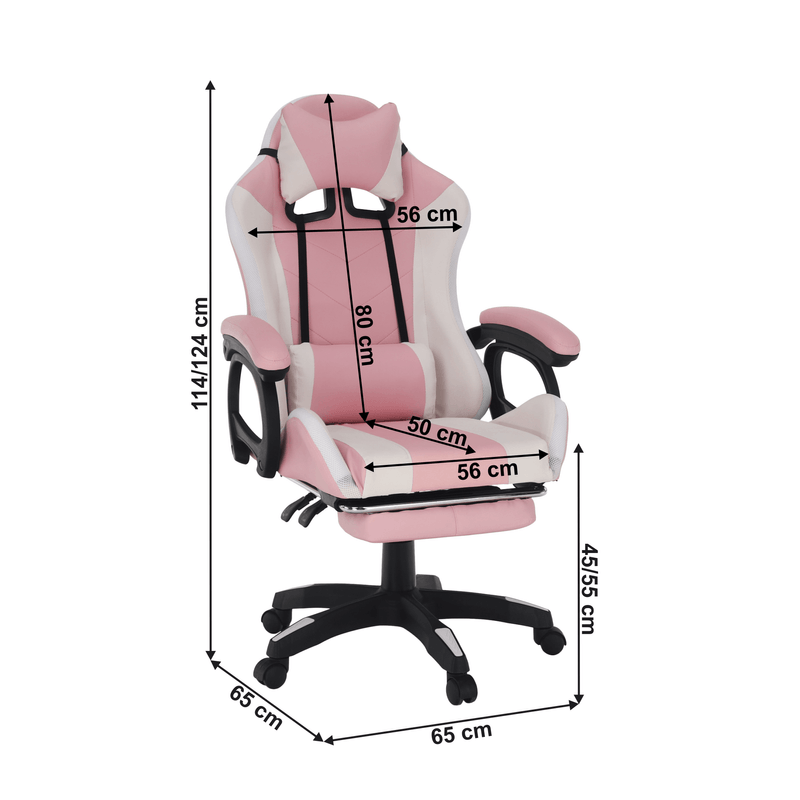 Casa si Gradina - Mobilier - Scaune si fotolii - Scaune - Scaun de birou/joc cu iluminare LED RGB, roz/alb, JOVELA - Infinity.ro