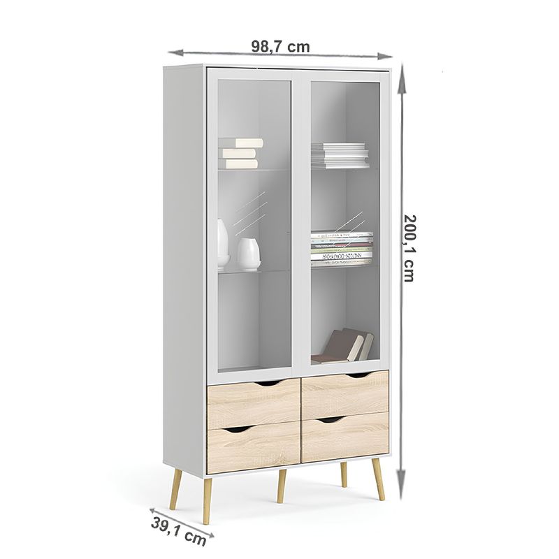 Casa si Gradina - Mobilier - Dulapuri si sifoniere - Dulapuri - Vitrina, alb/stejar sonoma, OSLO 75462 - Infinity.ro