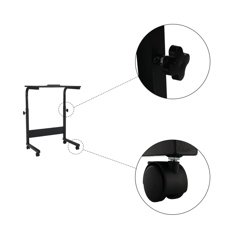 Casa si Gradina - Mobilier - Mese si birouri - Birouri - Reglabil birou PC cu roti, negru, WESTA - Infinity.ro