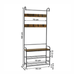 Casa si Gradina - Mobilier - Biblioteci si rafturi - Rafturi - Raft pentru pantofi, lemn rustic si metal negru / MDF, KELAM - Infinity.ro