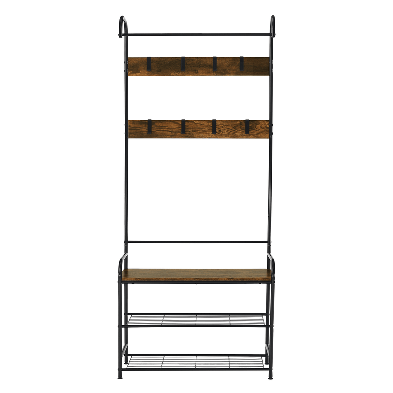 Casa si Gradina - Mobilier - Biblioteci si rafturi - Rafturi - Raft pentru pantofi, lemn rustic si metal negru / MDF, KELAM - Infinity.ro